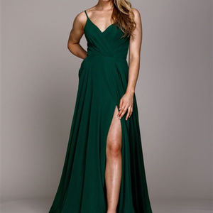 Spaghetti Strap Green Leg Slit Dress AC477-2